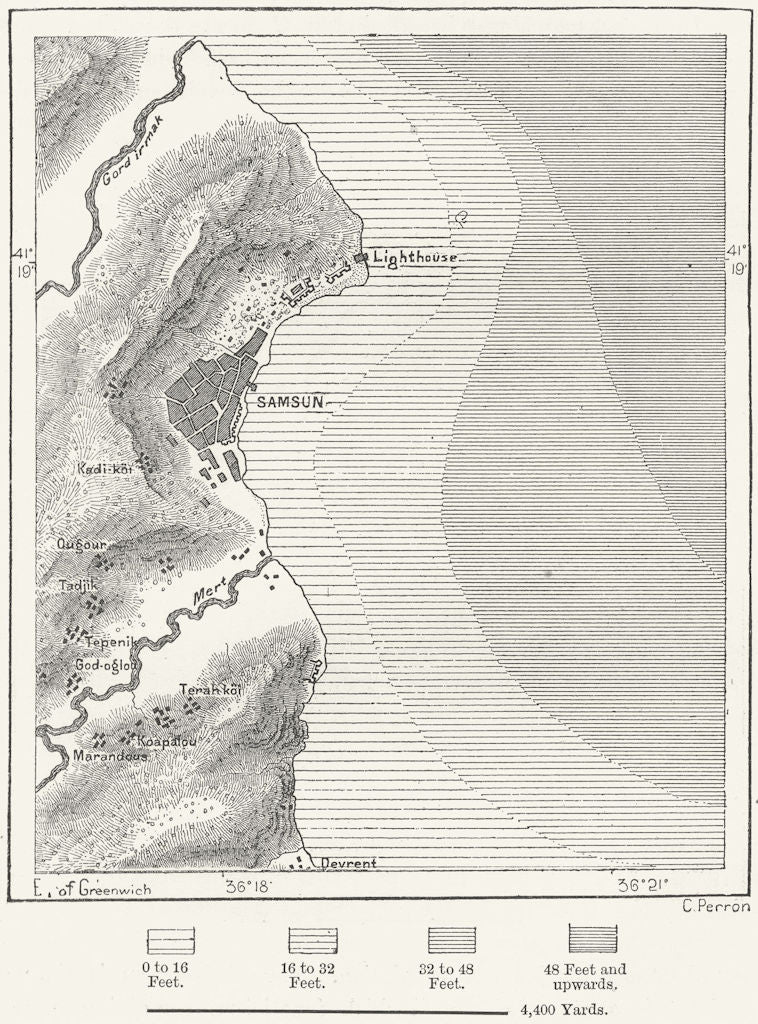 TURKEY. Samsun, sketch map c1885 old antique vintage plan chart
